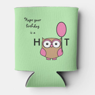 Happy Birthday Hoot Owl Pink und Tan Dosenkühler