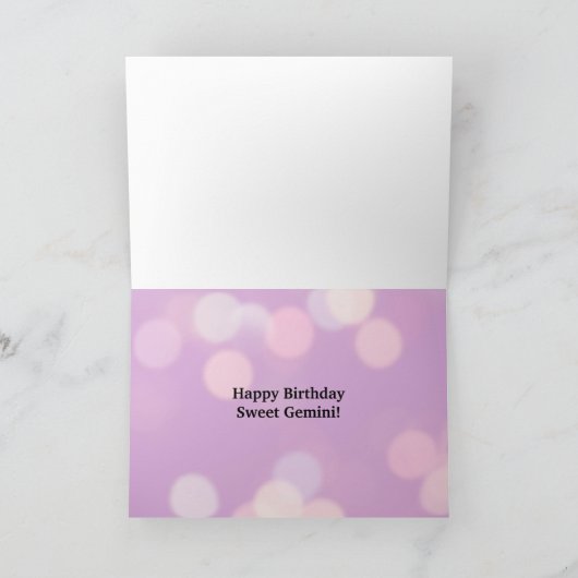 Happy Birthday Horoscope Sign Gemini Karte (Innenseite)