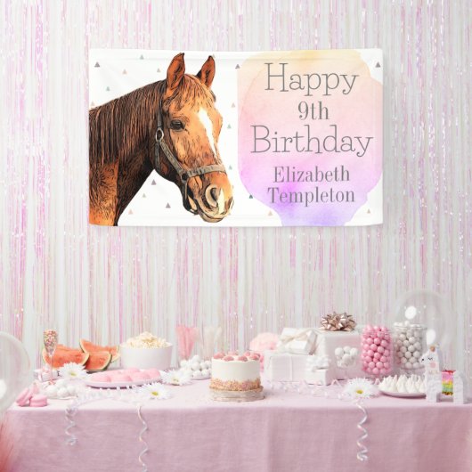 Happy Birthday Horse Back Reiten Hübsches Tier Kin Banner (Party)