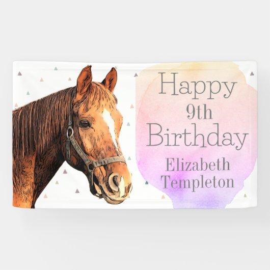 Happy Birthday Horse Back Reiten Hübsches Tier Kin Banner (Horizontal)