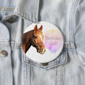 Happy Birthday Horse Back Reiten Hübsches Tier Kin Button (Beispiel)