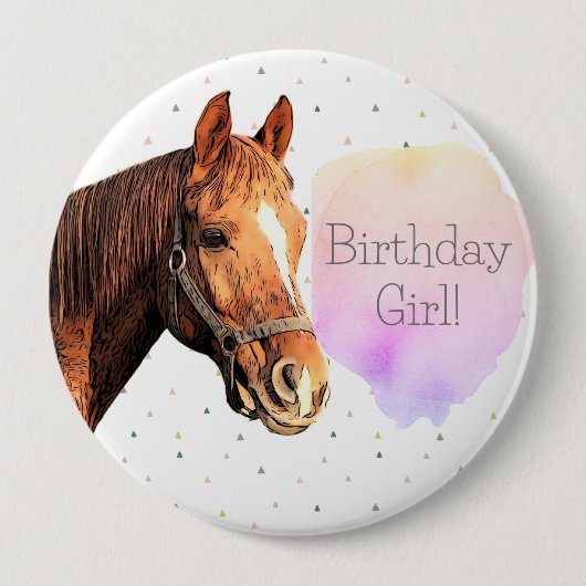 Happy Birthday Horse Back Reiten Hübsches Tier Kin Button (Vorderseite)