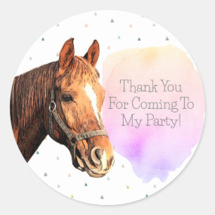 Happy Birthday Horse Back Reiten Hübsches Tier Kin Runder Aufkleber