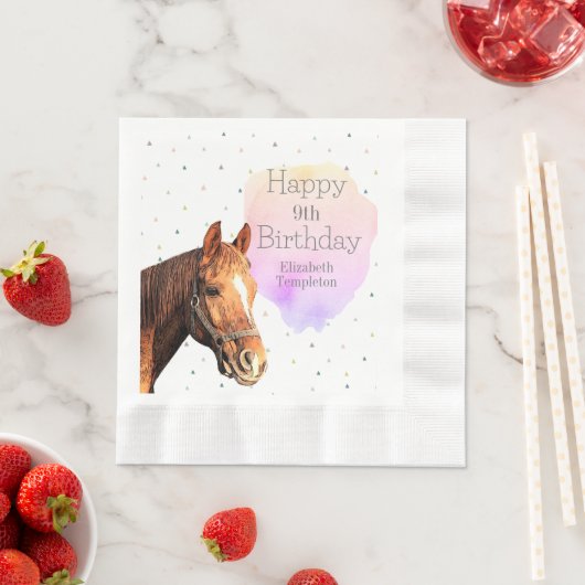 Happy Birthday Horse Back Reiten Hübsches Tier Kin Serviette (Beispiel)
