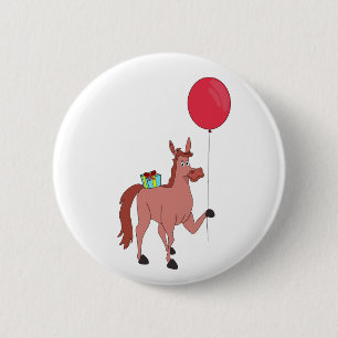 Happy Birthday Horse Button
