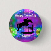 Happy Birthday Horse Hunter Jumper Reittier Button (Vorderseite)