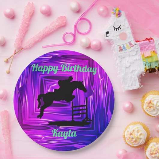 Happy Birthday Horse Hunter Jumper Reittier Pappteller (Party)