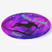 Happy Birthday Horse Hunter Jumper Reittier Pappteller (Schrägansicht)