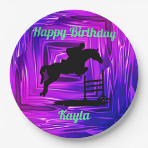 Happy Birthday Horse Hunter Jumper Reittier Pappteller