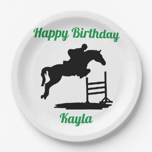 Happy Birthday Horse Hunter Jumper Reittier Pappteller (Vorderseite)