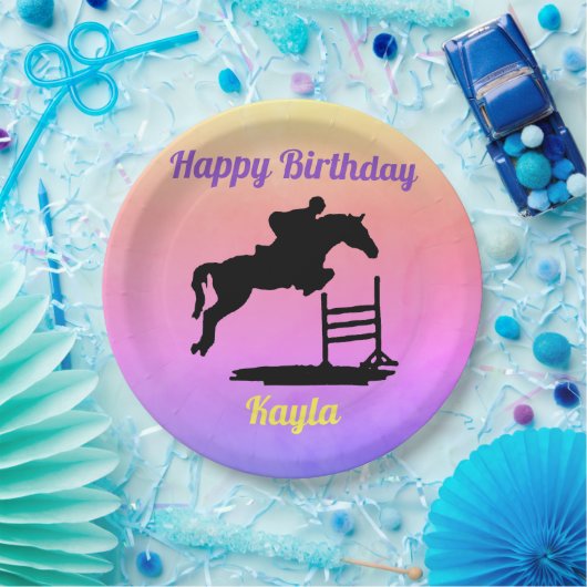 Happy Birthday Horse Hunter Jumper Reittier Pappteller (Party)