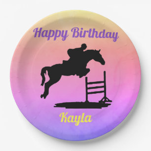 Happy Birthday Horse Hunter Jumper Reittier Pappteller