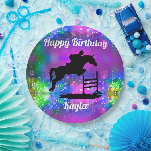 Happy Birthday Horse Hunter Jumper Reittier Pappteller (Party)