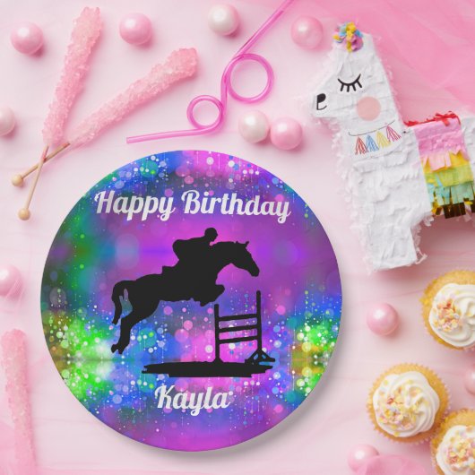 Happy Birthday Horse Hunter Jumper Reittier Pappteller (Party)