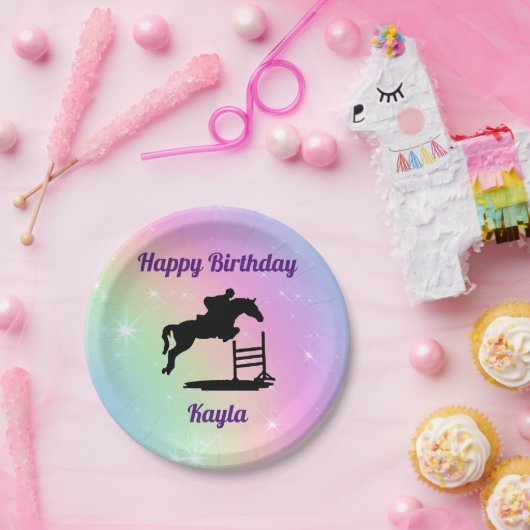 Happy Birthday Horse Hunter Jumper Reittier Pappteller (Party)