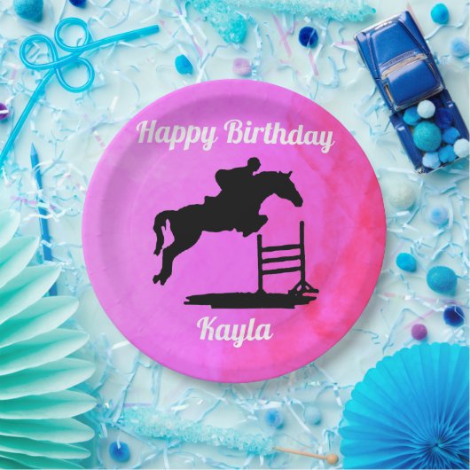 Happy Birthday Horse Hunter Jumper Reittier Pappteller (Party)
