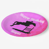 Happy Birthday Horse Hunter Jumper Reittier Pappteller (Schrägansicht)