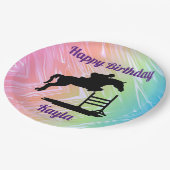Happy Birthday Horse Hunter Jumper Reittier Pappteller (Schrägansicht)