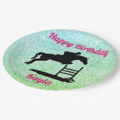 Happy Birthday Horse Hunter Jumper Reittier Pappteller (Schrägansicht)