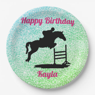 Happy Birthday Horse Hunter Jumper Reittier Pappteller