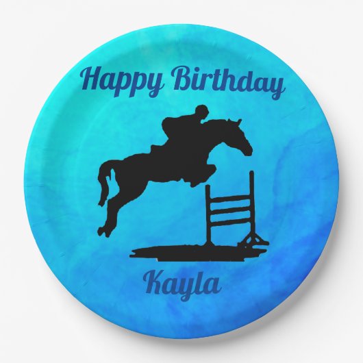 Happy Birthday Horse Hunter Jumper Reittier Pappteller (Vorderseite)