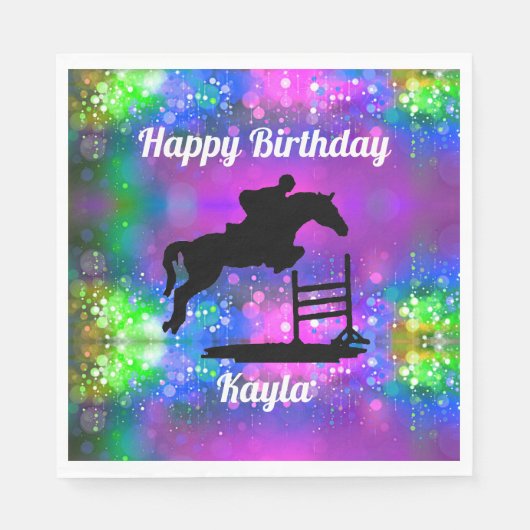 Happy Birthday Horse Hunter Jumper Reittier Serviette (Vorderseite)