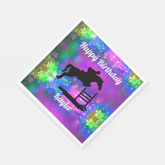 Happy Birthday Horse Hunter Jumper Reittier Serviette (Ecke)