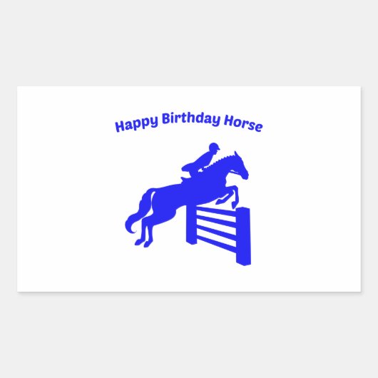 Happy Birthday Horse Hunter Jumper, Tierfreund Rechteckiger Aufkleber (Vorderseite)