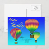 Happy Birthday Hot Air Ballon Postcard Postkarte (Vorne/Hinten)