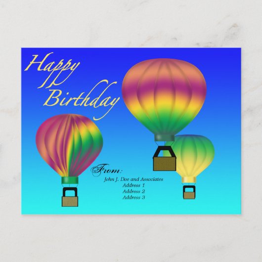 Happy Birthday Hot Air Ballon Postcard Postkarte (Vorderseite)