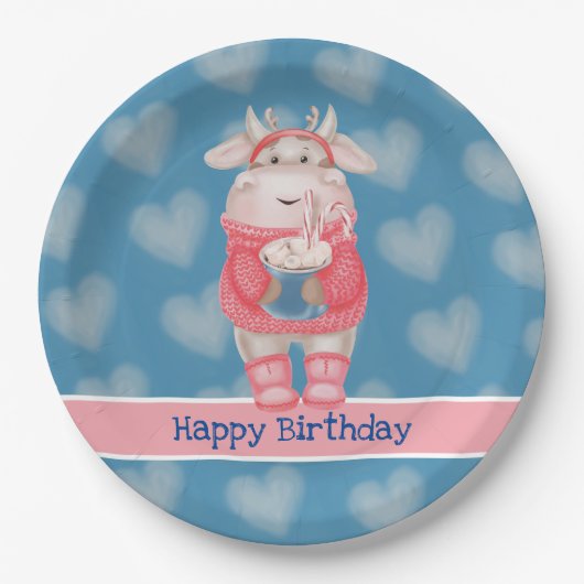 Happy Birthday Hot Chocolate Paper Plate Pappteller (Vorderseite)
