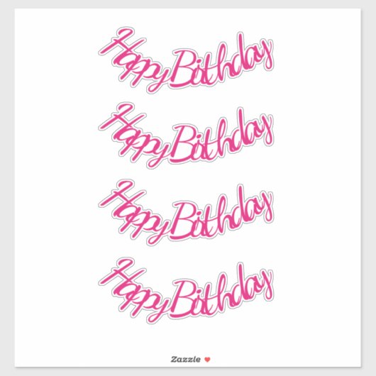 Happy Birthday Hot Pink Niedlich Girly Party 2023  Aufkleber (Blatt)