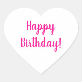 Happy Birthday Hot Pink Typografy Herz-Aufkleber