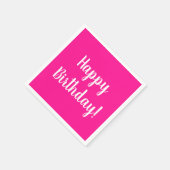 Happy Birthday Hot Pink White Birthday Party Serviette (Ecke)
