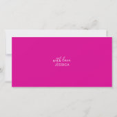 Happy Birthday Hot Pink White Modern Flat Card (Rückseite)