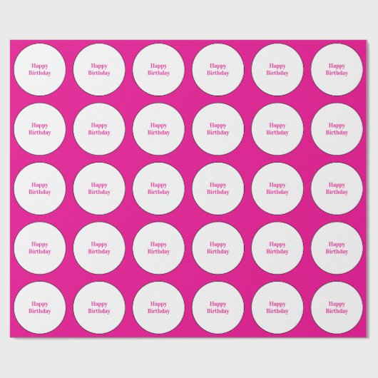Happy Birthday Hot Pink White Polka Dots Girly Geschenkpapier (Flach)