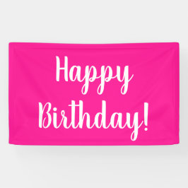Happy Birthday Hot Pink White Typografy Banner
