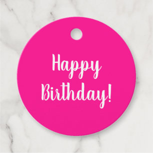 Happy Birthday Hot Pink White Typografy Gift Geschenkanhänger