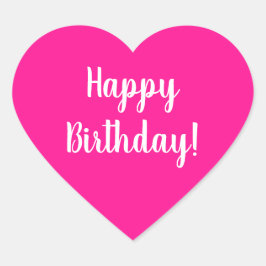 Happy Birthday Hot Pink White Typografy Herz-Aufkleber