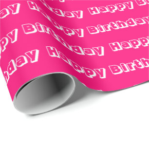 Happy Birthday Hot Rosa Fuchsia Muster modern Geschenkpapier