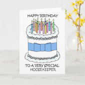 Happy Birthday Housekeeper Cake and Candles Karte (Gelbe Blume)