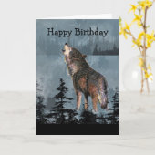 Happy Birthday Howling Wolf Tierart Karte (Gelbe Blume)