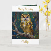 Happy Birthday Hubby | Owl Themed Karte (Gelbe Blume)