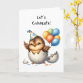Happy Birthday Hübsch Bird hatched Egg Balloons Karte (Gelbe Blume)