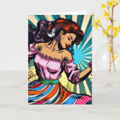 Happy Birthday Hübsch Dancing Salsa Pop Art Karte (Gelbe Blume)