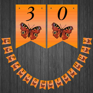 Happy Birthday Hübsch Monarch Butterfly Orange Wimpelkette