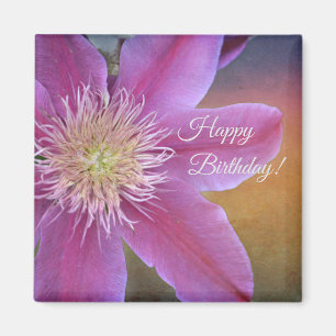 Happy Birthday Hübsch Pink Clematis Magnet