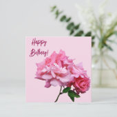 Happy Birthday hübsch rosa Rosa minimalistisch ele Karte (Stehend Vorderseite)