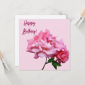 Happy Birthday hübsch rosa Rosa minimalistisch ele Karte (Vorderseite/Rückseite Beispiel)