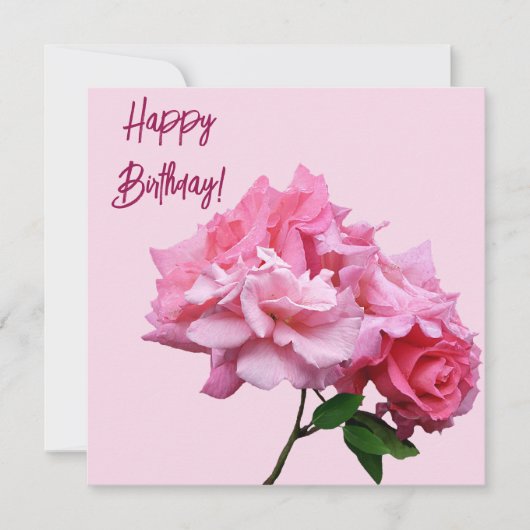 Happy Birthday hübsch rosa Rosa minimalistisch ele Karte (Vorderseite)